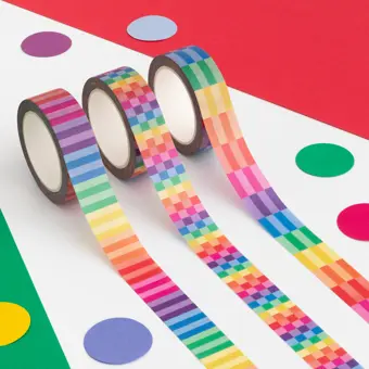Pastel Rainbow Pattern Washi Tape Set of 3