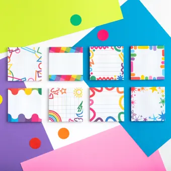 Bright Rainbow Sticky Notes Pad Set of 8