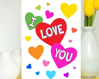I Love You Rainbow Hearts Card