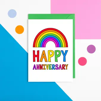 Happy Anniversary Card with Rainbow