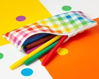Rainbow Gingham Pencil Case / Pouch