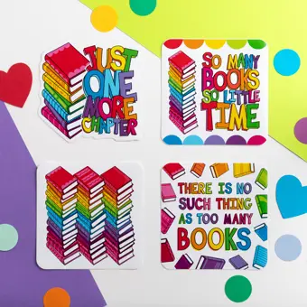 Reading Themed Vinyl Sticker Set of 4