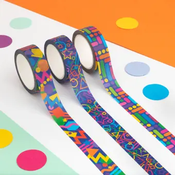 Rainbow Geometric Shapes Washi Tape Set of 3