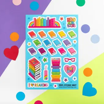 Reading Theme A5 Vinyl Sticker Sheet
