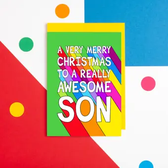 Bright Awesome Son Christmas Card