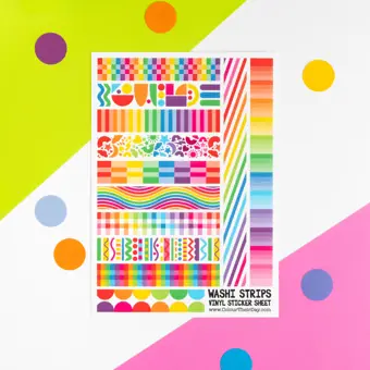 Rainbow Washi Tape Strips A5 Vinyl Sticker Sheet