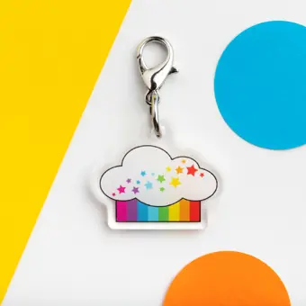 Rainbow Cloud and Stars Acrylic Charm Keyring