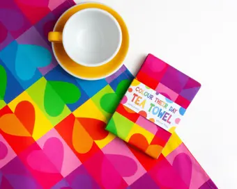 Rainbow Heart Tea Towel