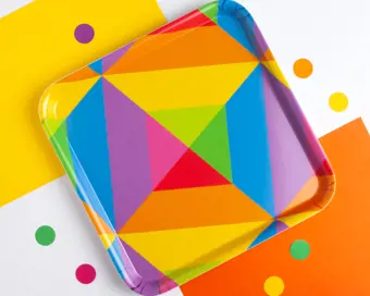 Colourful Geometric Square Tray CLEARANCE