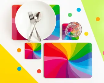 SALE Rainbow Swirl Placemat Set