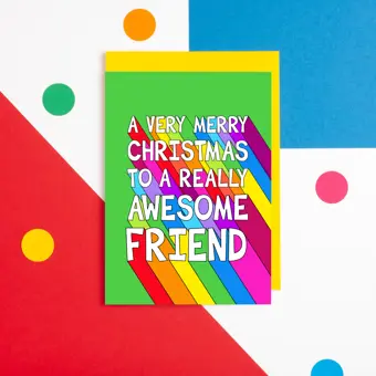 Rainbow Awesome Friend Christmas Card