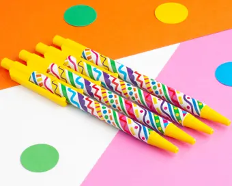 Crazy Rainbow Lines Pen with Yellow Trim