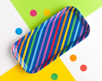 SALE Rainbow Stripe Blue Snack Tray