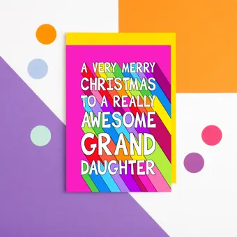 Rainbow Awesome Granddaughter Christmas Card