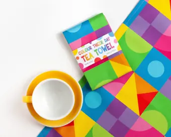 SALE Colourful Geometric Shapes Tea Towel