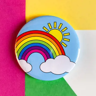 Rainbow Sun Cloud Pocket Mirror