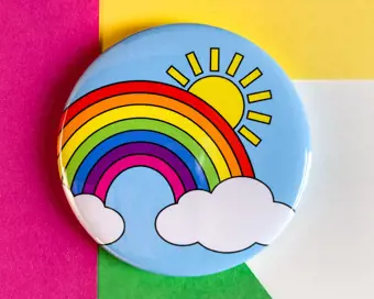 Rainbow Sun Cloud Pocket Mirror