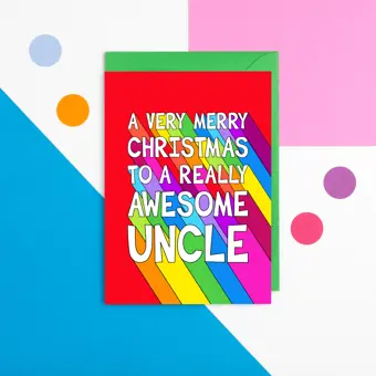 Colourful Awesome Uncle Christmas Card