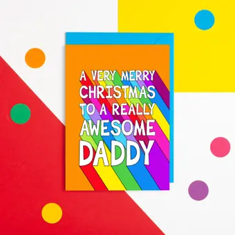 Colourful Awesome Daddy Christmas Card