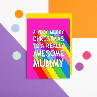 Colourful Awesome Mummy Christmas Card