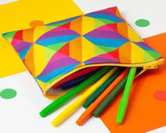 Rainbow Geometric Large Pencil Case / Pouch