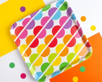 Colourful Rainbow Circles Square Tray