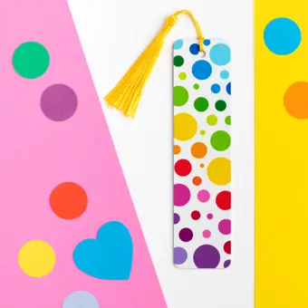 Colourful Spots Double Sided Metal Bookmark