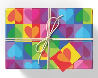 Rainbow Hearts Wrapping Paper