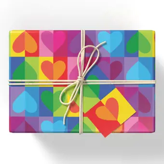Rainbow Hearts Wrapping Paper