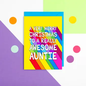 Colourful Awesome Auntie Christmas Card