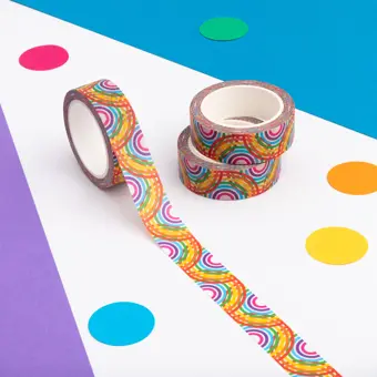 Bright Overlapping Rainbows Washi Tape
